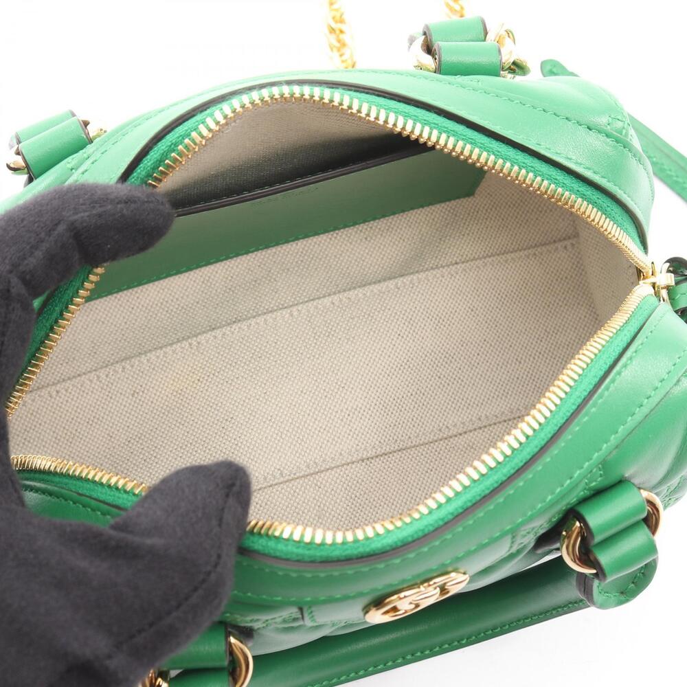 Gucci Green Matelasse Handbag Leather GG 2way
